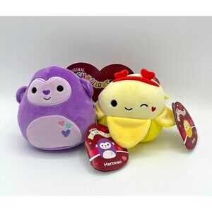 Squishmallow Valentine Monkey &‎ Banana Duo HARTMAN & JUNIE 8”